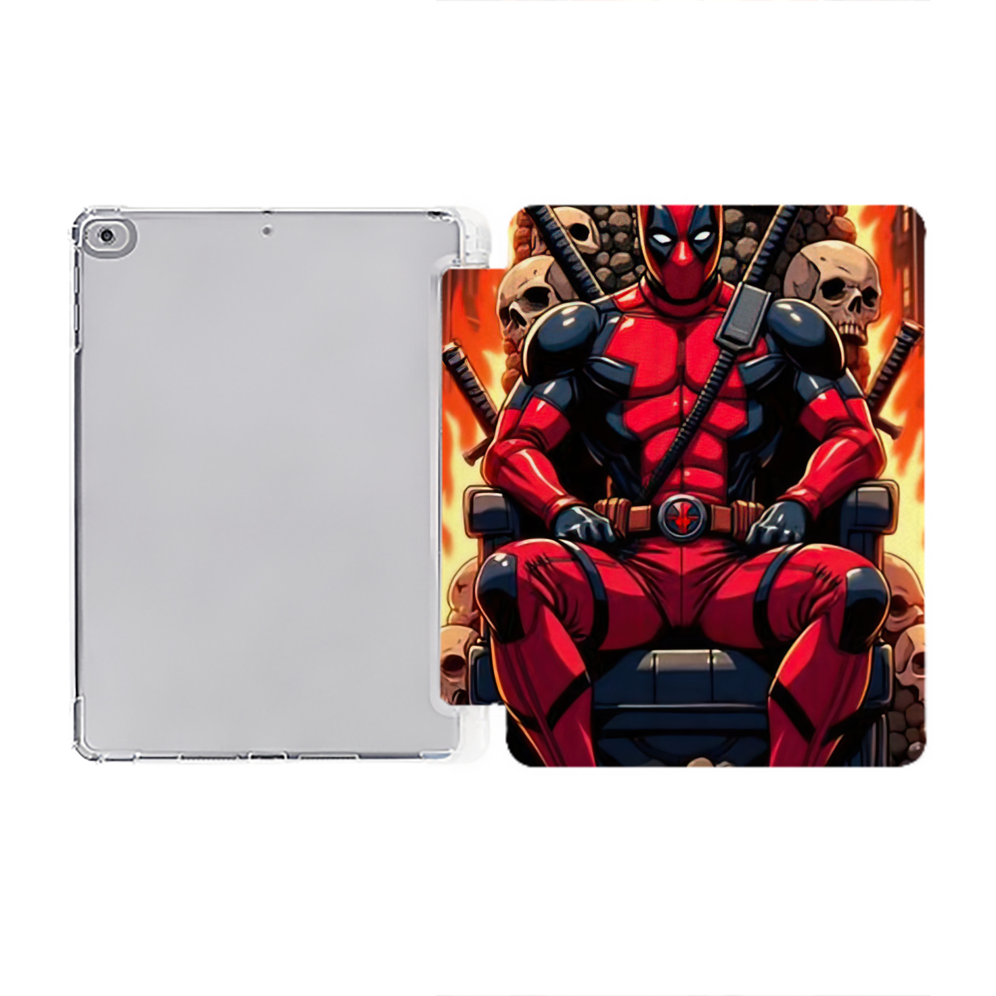 （画像用） Deadpool デッドプール IPad ケース ペン収納付き 三つ折りスタンド PUレザー×シリコン 対応機種9.5/10.5/10.9インチ